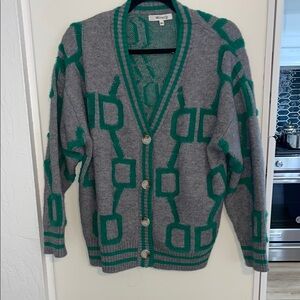 Miracle USA Green & Gray Patterned Cardigan | M/L